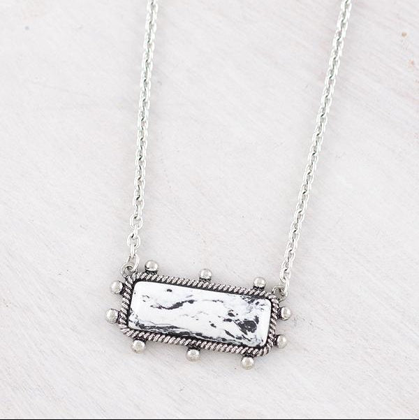 White Buffalo Turquoise Stone Ball-Bar necklace My Wyo Designs