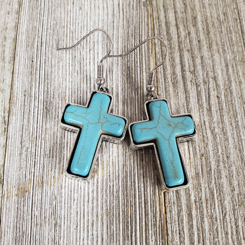 Turquoise Cross Earrings - My Wyo Designs