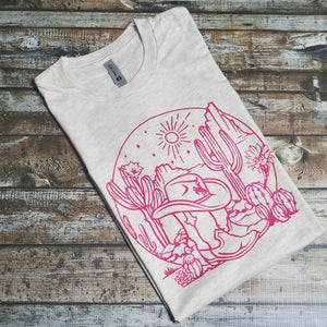 Cowgirl Out in the Desert~ Oatmeal Tee (pre-order) - My Wyo Designs