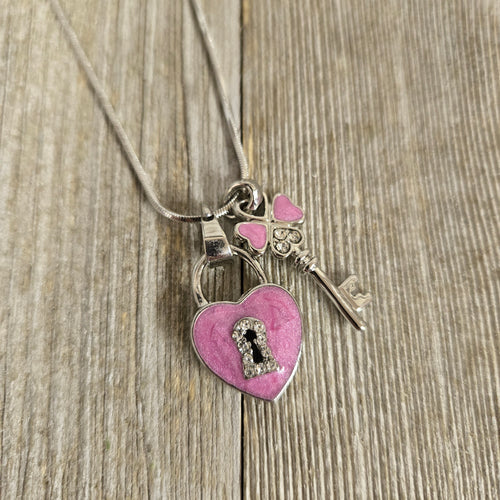 Heart Lock & Key ~Hot Pink~ Necklace - My Wyo Designs