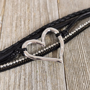 Black ~Hammered Heart~ Magnetic Bracelet - My Wyo Designs