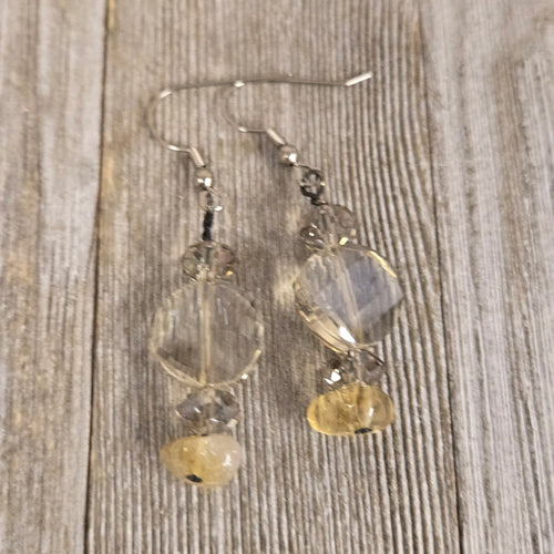 Champagne Crystal & Yellow Agate Nugget Drop Earring - My Wyo Designs