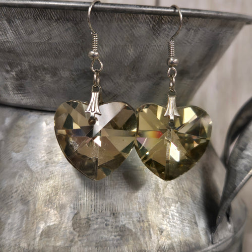 Champagne Crystal Heart Earring - My Wyo Designs