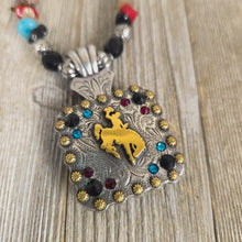 Bucking Horse & Rider Necklace Dark Multi - My Wyo Designs