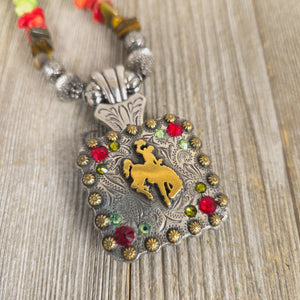 Bucking Horse & Rider Necklace~ Tritone - My Wyo Designs