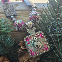 Barbie Pink & Leopard Bucking Horse & Rider Necklace - My Wyo Designs