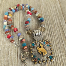 Bucking Horse & Rider Necklace ~ Natural Multi - My Wyo Designs