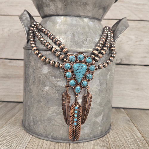Copper, AB & Turquoise Naja Squash Necklace - My Wyo Designs