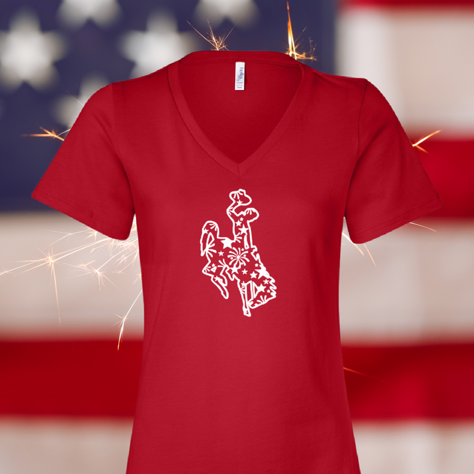 Sparklers! Bucking Horse ~ Bella V'neck Relaxed Ladies (pre-order)