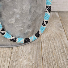 Nepal Beaded Tube Necklace ~Black & Teal - My Wyo Designs