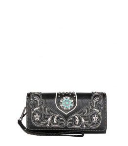 Turquoise Concho Montana West Black Conceal Tote & Wallet - My Wyo Designs