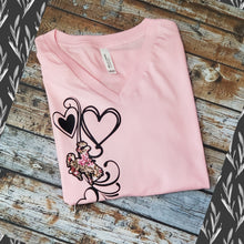 Swirling Hearts Cheetah & Floral Bucking Horse V'neck Tee ~Wild at Heart - My Wyo Designs