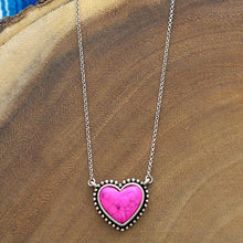 Hot Pink Stone Western Heart Necklace