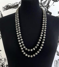 Navajo Inspired Silver Pearl necklace 60" Long