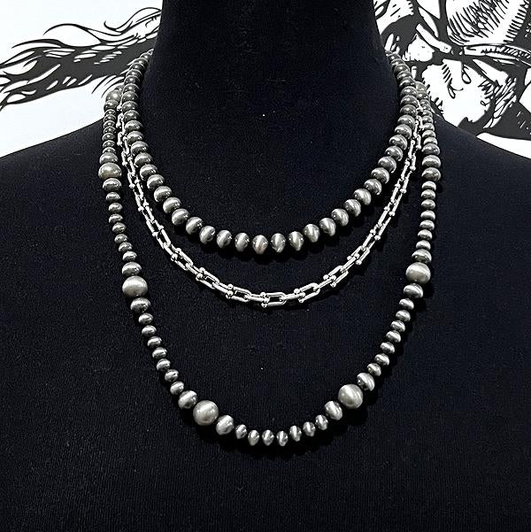 3 Pc Navajo Silver Layered Necklace
