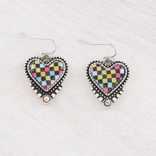Checkered Heart Earrings