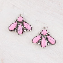 Pink Stone Western Floral Bud Earrings