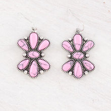 Pink Stone Western Half Floral Earrings