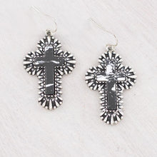 Black & White Howlite Cross Earrings