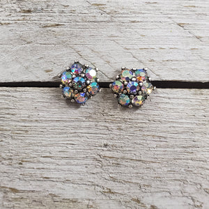 Teeny Tiny Ab Crystal Cluster earrings - My Wyo Designs