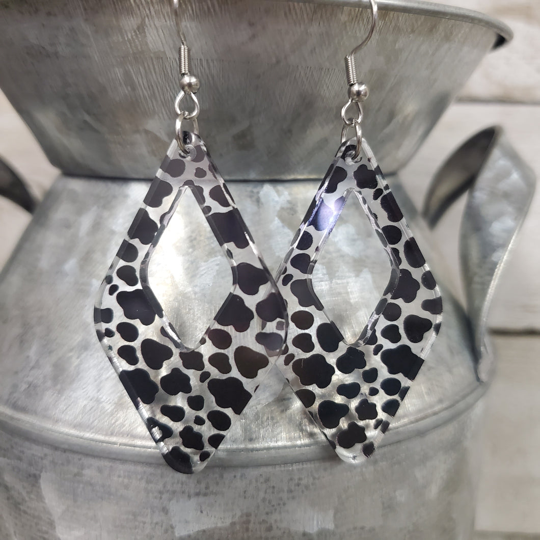 Spotted Cow Print Acrylic Earrings - My Wyo Designs