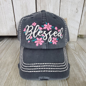 Blessed ~ Black Distressed Cap - My Wyo Designs