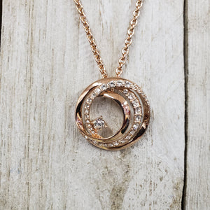 Rose Gold ~Swirling Circle Necklace - My Wyo Designs
