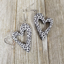 Snow Leopard Whimsy Heart Acrylic Earrings - My Wyo Designs