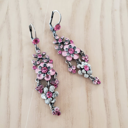 Victorian Pink Floral Dangle Earrings - My Wyo Designs