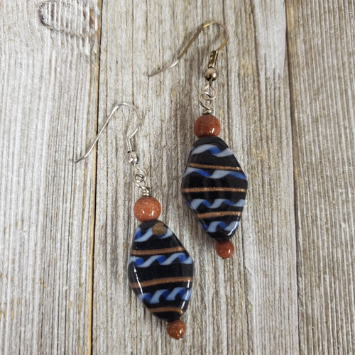 Gold Fleck & Black Mosaic Diamond bead Earrings - My Wyo Designs