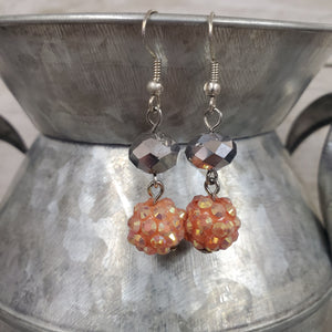 Silver Cut Glass & Orange Disco drop earrings - My Wyo Designs
