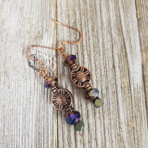 Copper & Purple Iridized Bead Earrings - My Wyo Designs