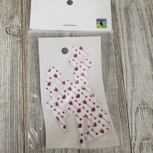 Red Hearts & Arrows Waterproof Bucking Horse sticker - My Wyo Designs