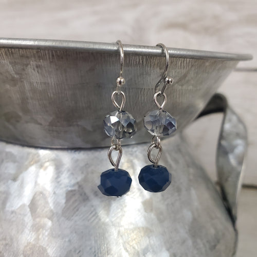 Navy Cut Glass drop earrings - My Wyo Designs
