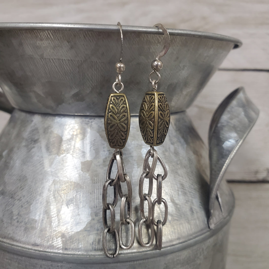 Brass & Sterling Chain Drop Earrings - My Wyo Designs