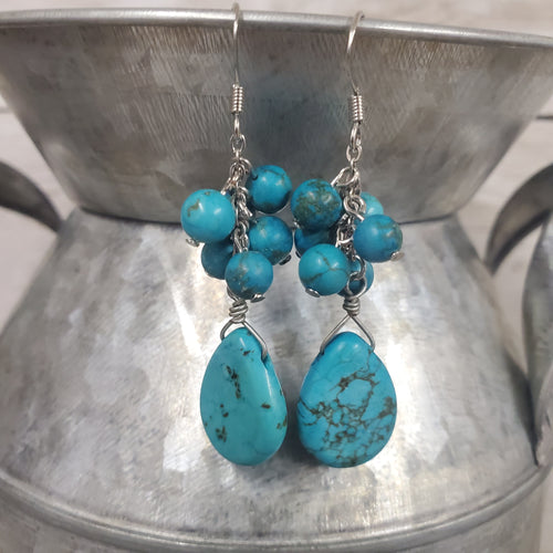 Turquoise Howlite~Bauble Teardrop~ Earrings - My Wyo Designs
