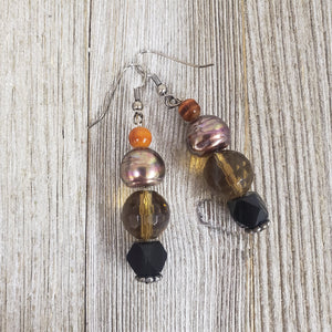 Black, Bronze & Mocha Bead Drop Earrings - My Wyo Designs