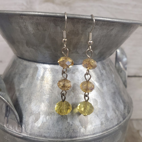 Triple Ombre' Yellow Cut Crystal Earrings - My Wyo Designs