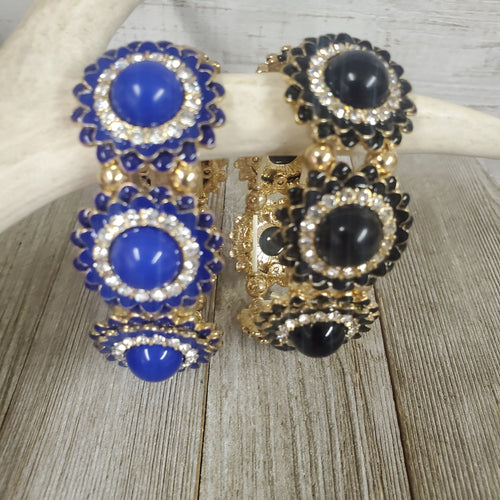 Enamel & Pave' Crystal Gold Bracelet ~Royal or Black~ - My Wyo Designs