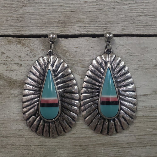 Fluted Elongated Tribal Stone earrings - My Wyo Designs