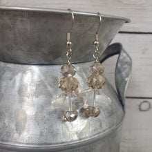Soft Taupe & Clear Trapezoid Crystal Earring - My Wyo Designs