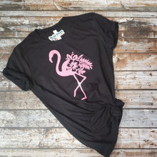 Sparkle In Pink~ Flamingo Black Tee - My Wyo Designs