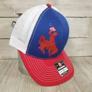 Red, WYO & Blue Bucking horse & Rider®️Trucker cap - My Wyo Designs
