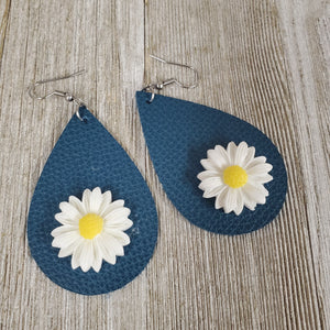 Daisy Jones Leather Earrings  ~Teal - My Wyo Designs