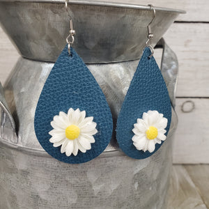 Daisy Jones Leather Earrings  ~Teal - My Wyo Designs