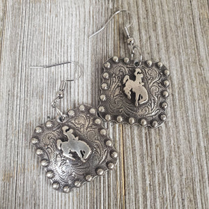 Bucking Horse & Rider®️ "Steamboat" Silver earrings - My Wyo Designs