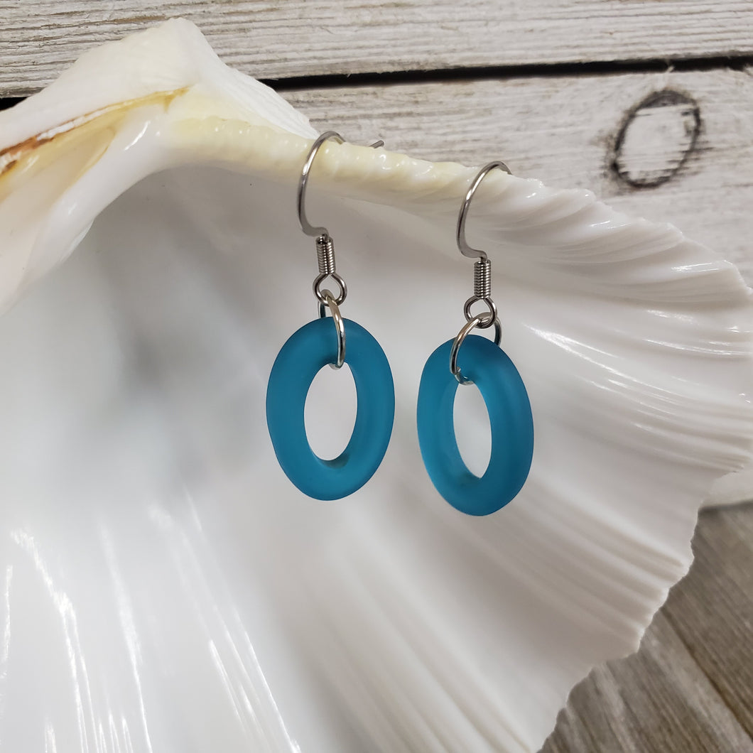 Beach Glass ~Oval~ Turquoise Earrings - My Wyo Designs