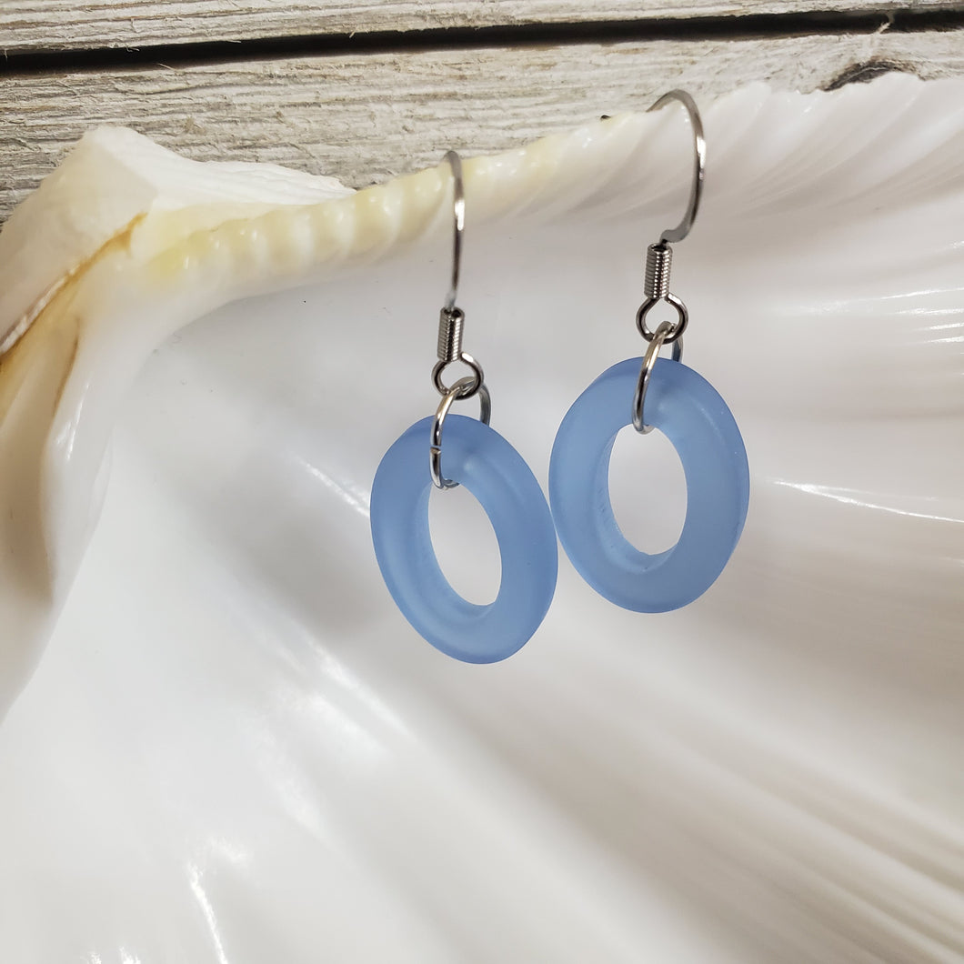 Beach Glass ~Oval~ Blue Earrings - My Wyo Designs