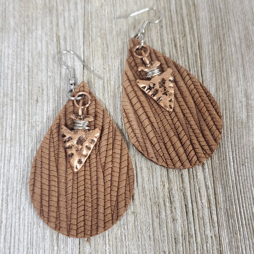 Arrowhead Copper Leather Earrings - My Wyo Designs