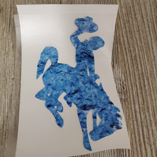 Parchment Blue Waterproof Bucking Horse sticker - My Wyo Designs